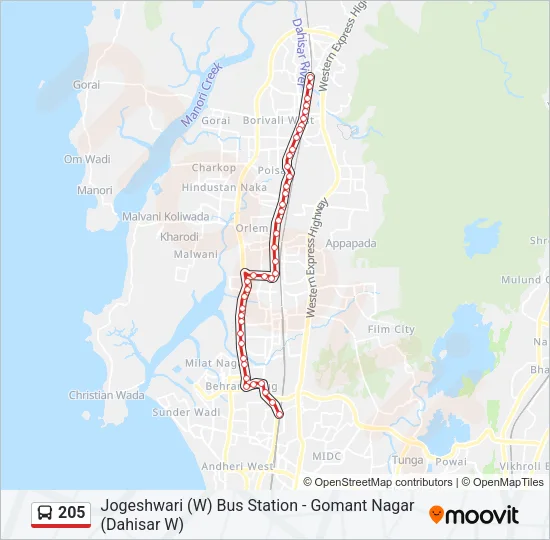 205 Bus Line Map