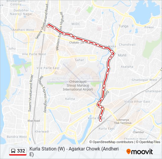 332 bus Line Map