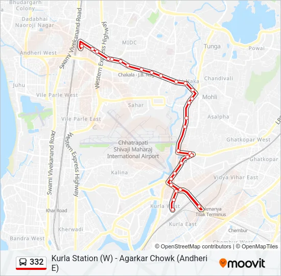 332 Bus Line Map