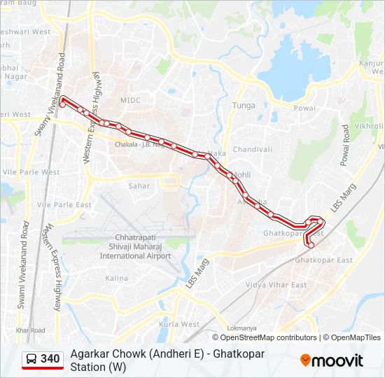 340 Bus Line Map