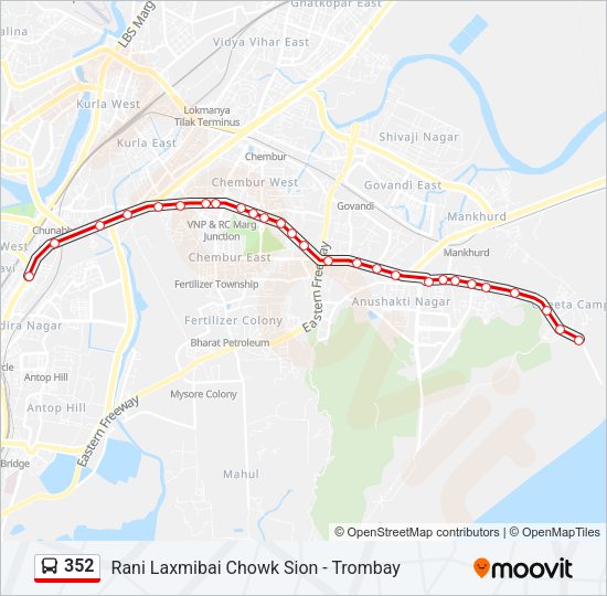 352 bus Line Map