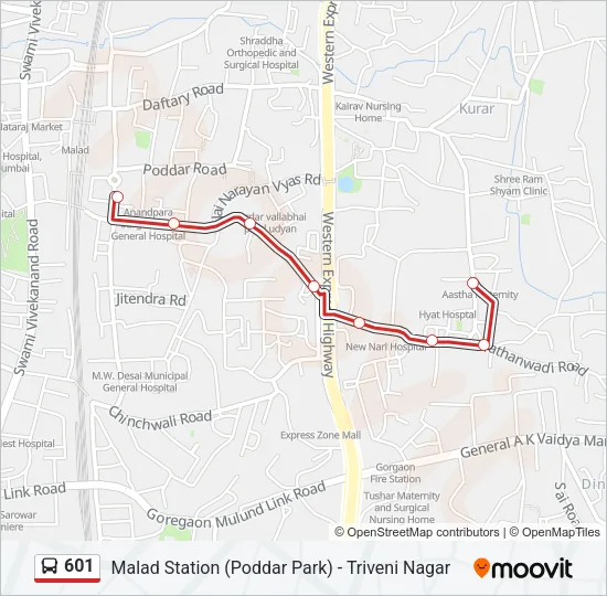 601 Bus Line Map
