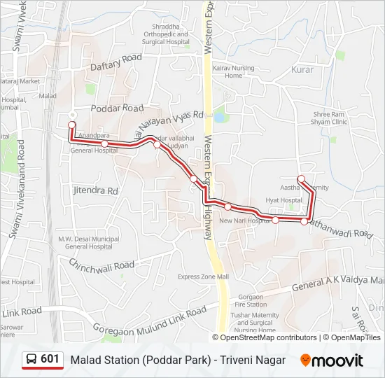 601 Bus Line Map