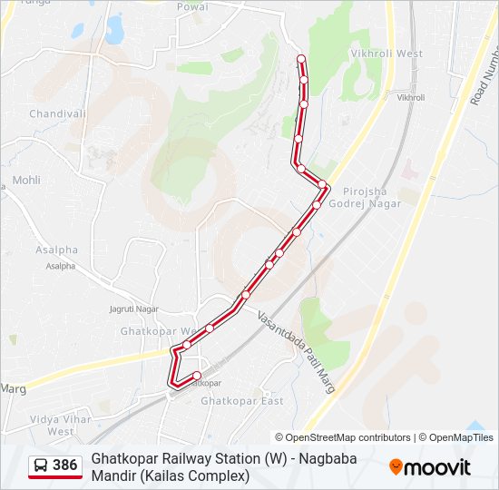 386 bus Line Map