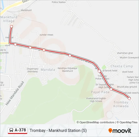 A-378 Bus Line Map