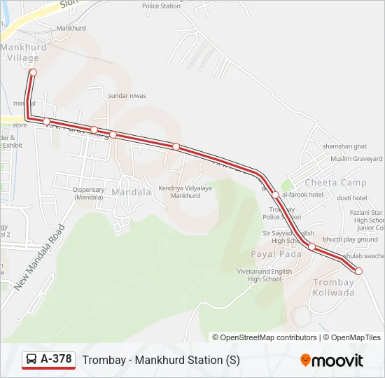 A-378 Bus Line Map
