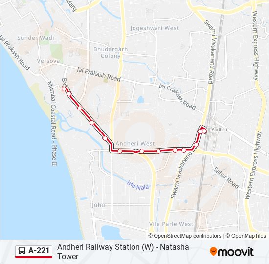 A-221 bus Line Map