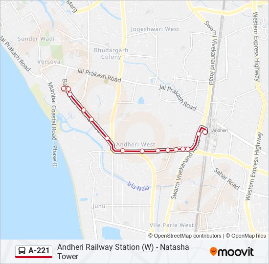 A-221 bus Line Map