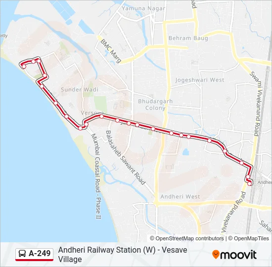A-249 Bus Line Map