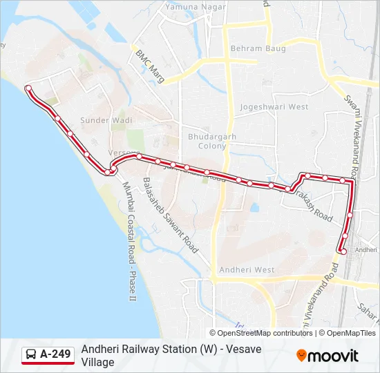 A-249 Bus Line Map