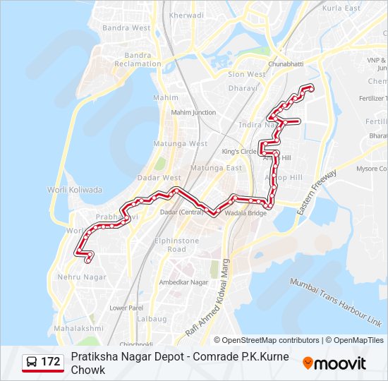 172 bus Line Map