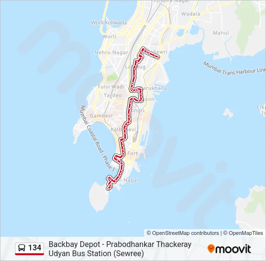 134 Bus Line Map