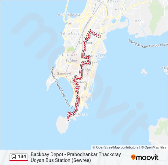 134 Bus Line Map