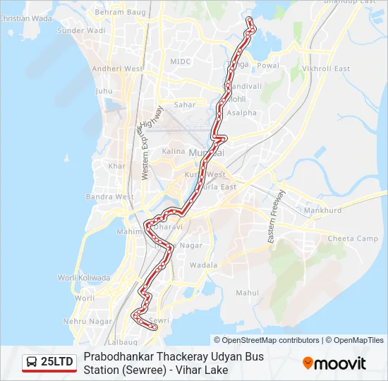 25LTD Bus Line Map