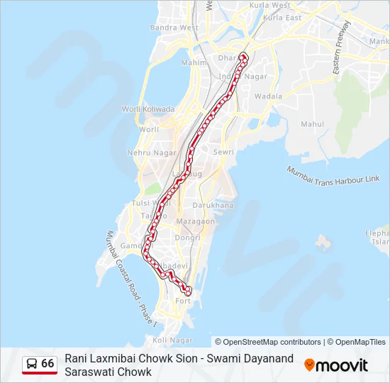 66 Bus Line Map