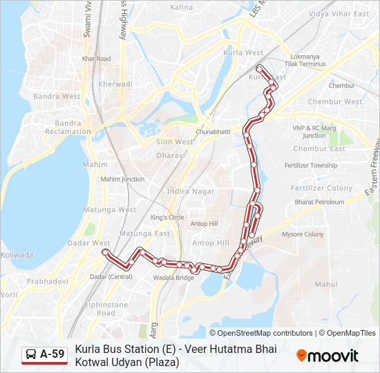A-59 Bus Line Map
