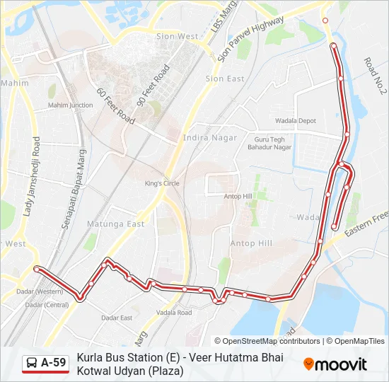 A-59 Bus Line Map