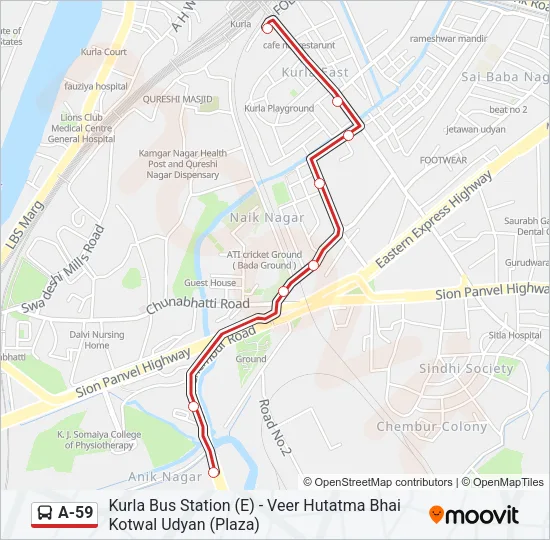 A-59 Bus Line Map