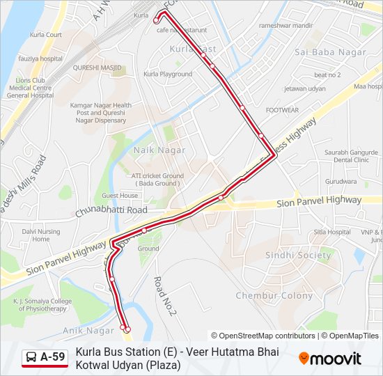 A-59 Bus Line Map