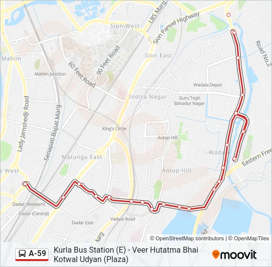 A-59 Bus Line Map
