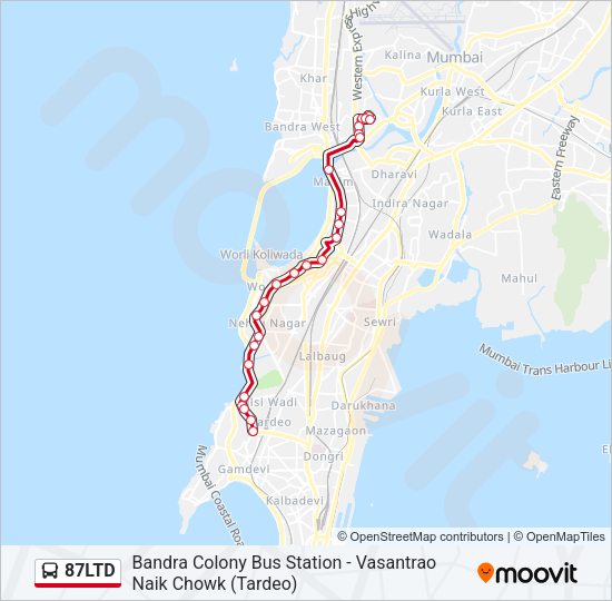 87LTD Bus Line Map