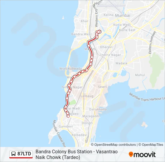 87LTD Bus Line Map