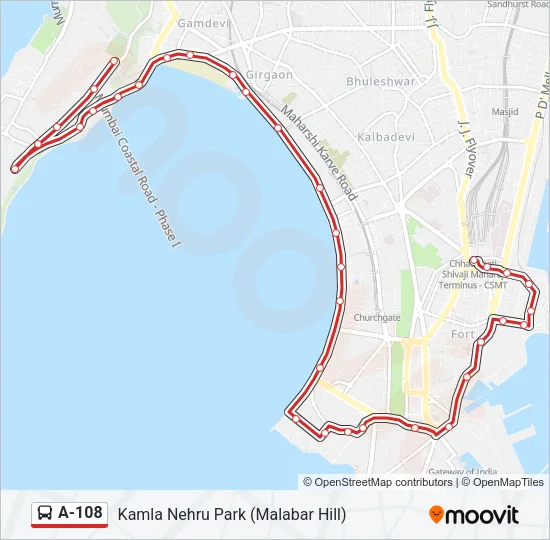 A-108 Bus Line Map