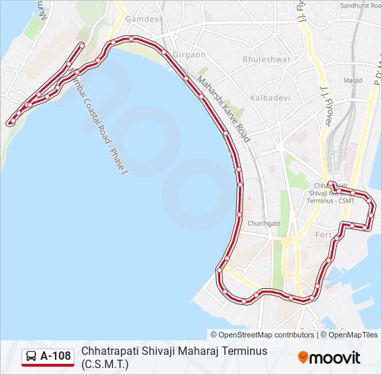 A-108 bus Line Map