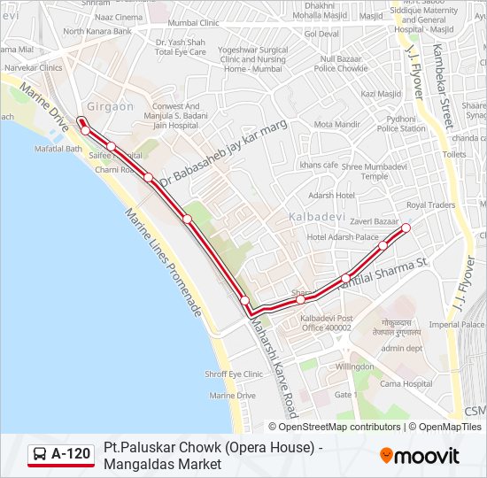 A-120 bus Line Map