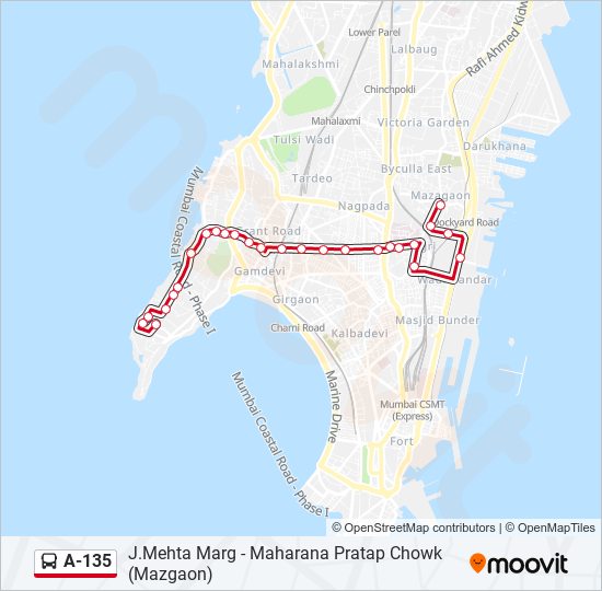 A-135 bus Line Map