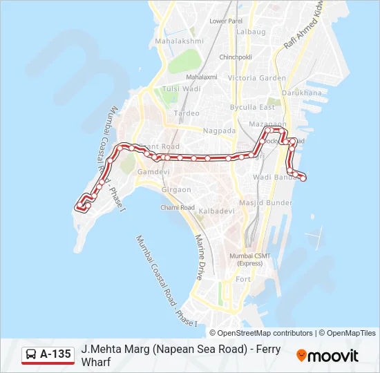 A-135 Bus Line Map