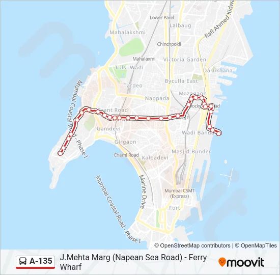 A-135 Bus Line Map