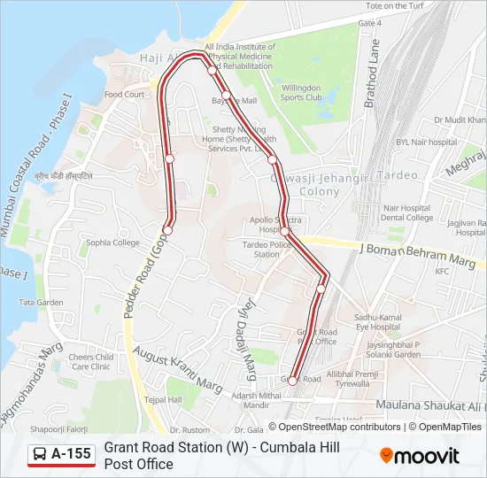 A-155 Bus Line Map