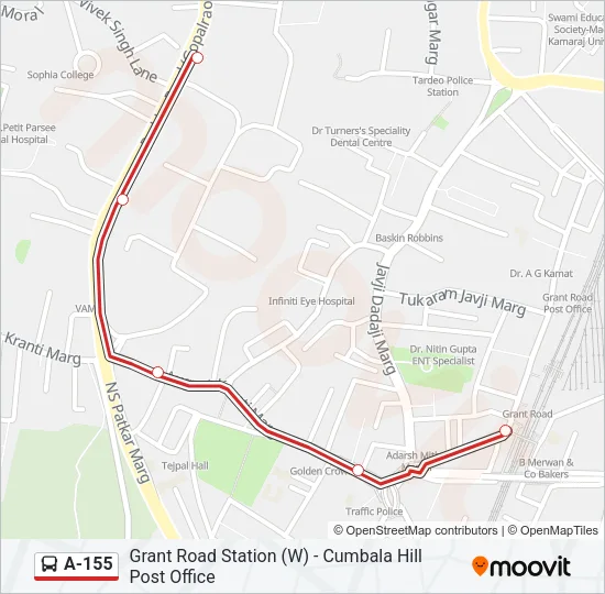 A-155 Bus Line Map