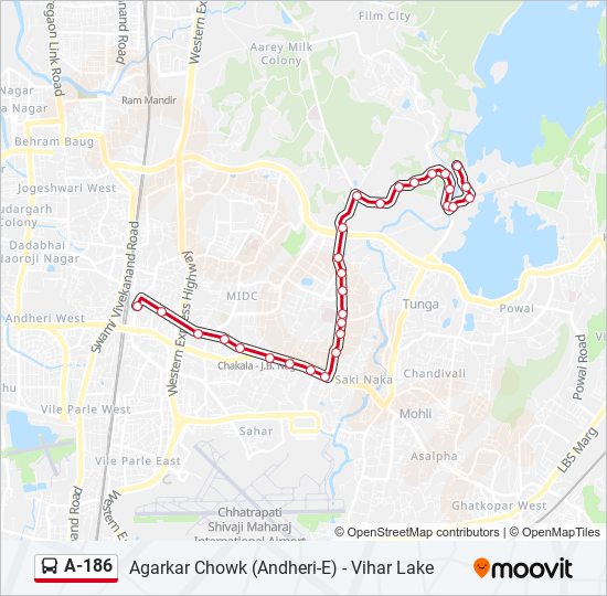 A-186 bus Line Map