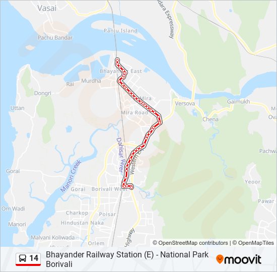 14 Bus Line Map