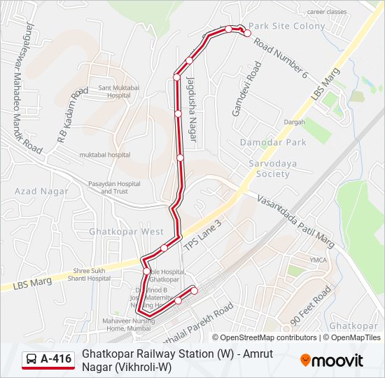 A-416 bus Line Map