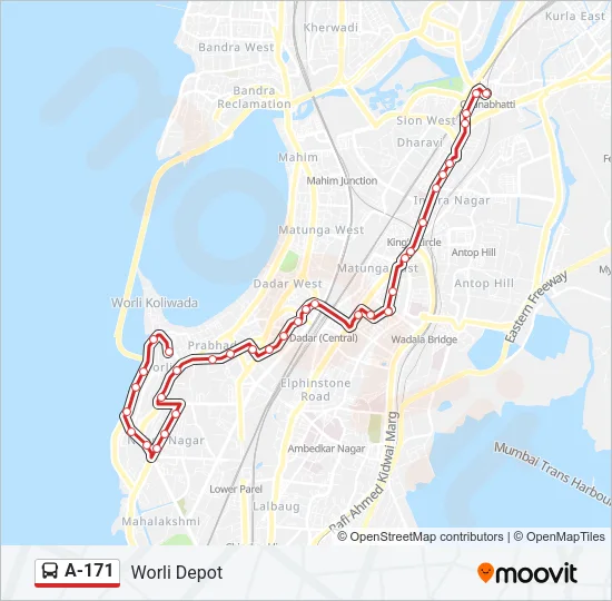 A-171 Bus Line Map