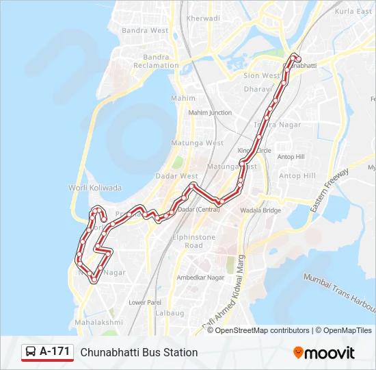 A-171 Bus Line Map