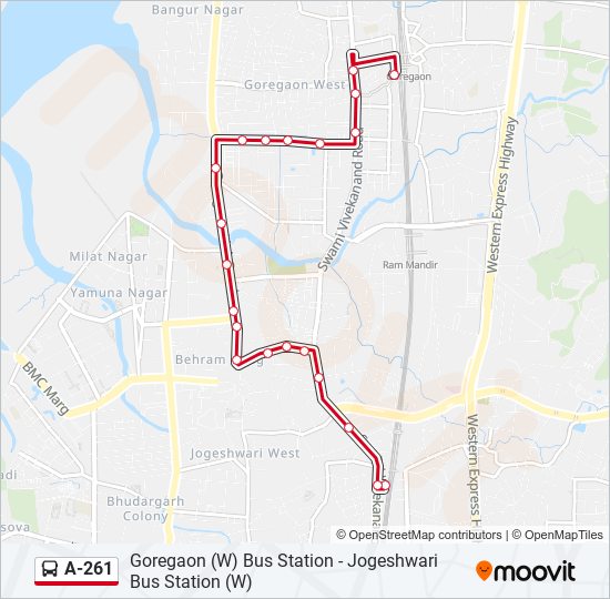 A-261 bus Line Map