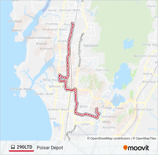290LTD Bus Line Map
