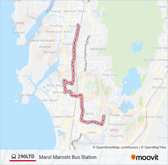 290LTD Bus Line Map