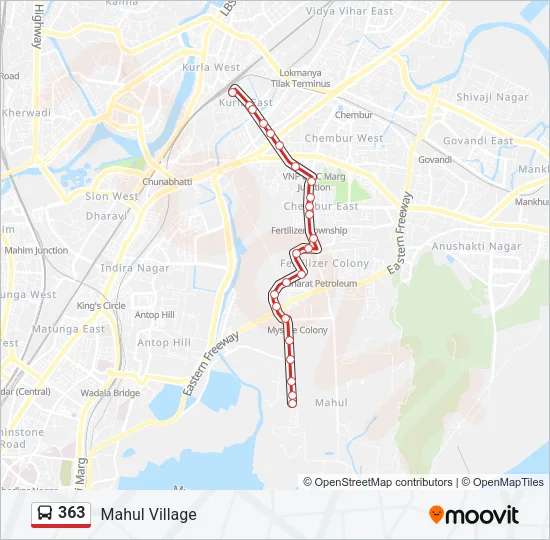 363 Bus Line Map
