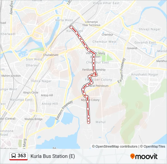 363 Bus Line Map