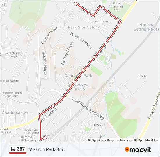 387 Bus Line Map