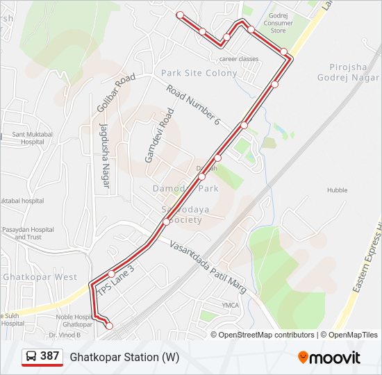 387 Bus Line Map