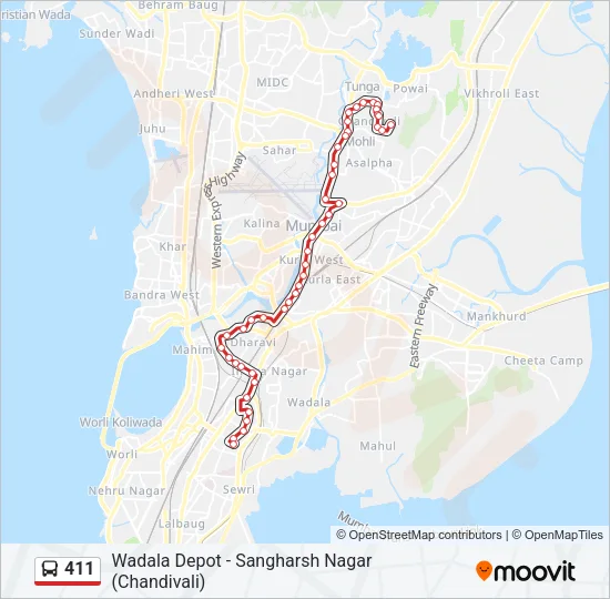 411 Bus Line Map