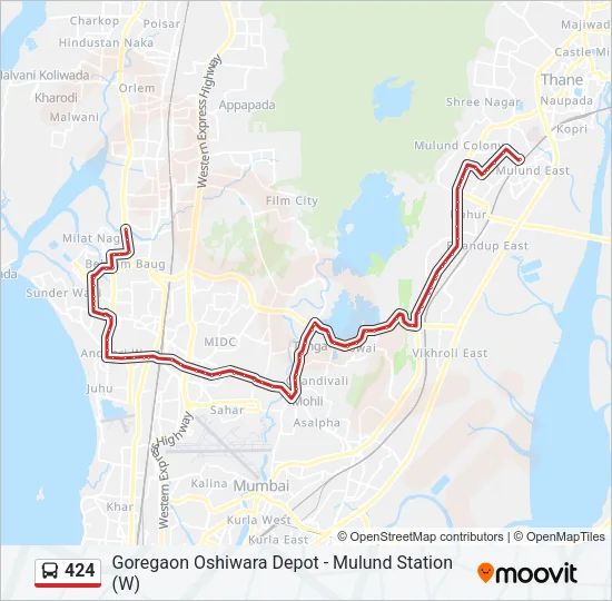 424 Bus Line Map