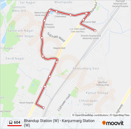 604 Bus Line Map