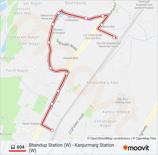 604 Bus Line Map